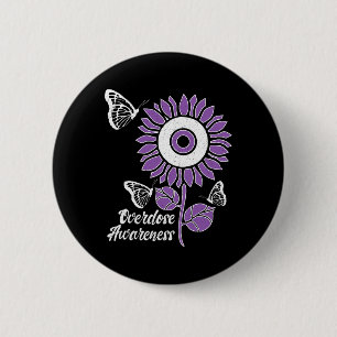 Ribbon Sunflower Butterfly Overdose Awareness Mont 6 Cm Round Badge