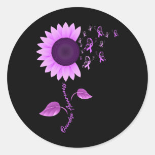Ribbon Sunflower Butterfly Overdose Awareness Mont Classic Round Sticker