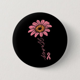 Ribbon Sunflower Strong Breast Cancer Awareness Wo 6 Cm Round Badge