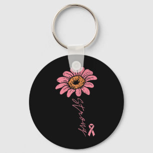 Ribbon Sunflower Strong Breast Cancer Awareness Wo Key Ring