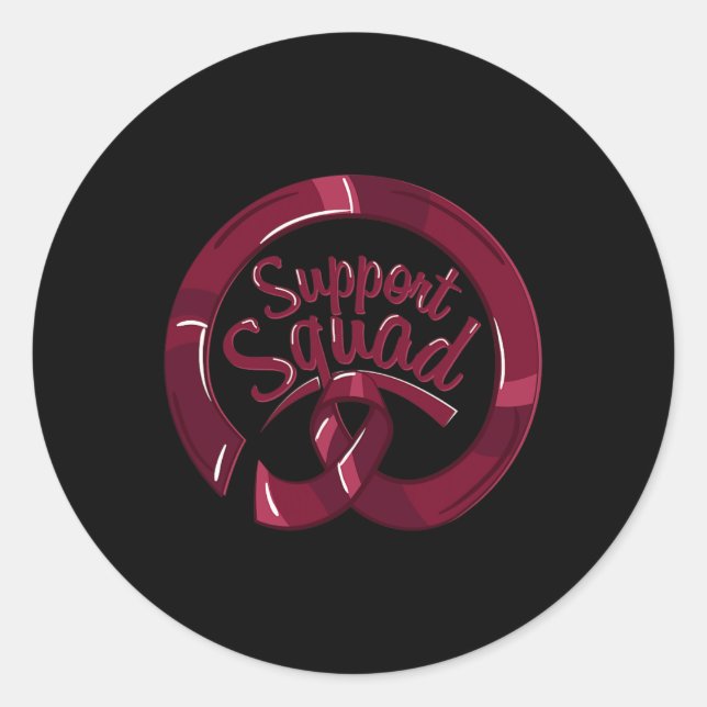 Ribbon Support Squad Brain Aneurysm Awareness  Classic Round Sticker (Front)