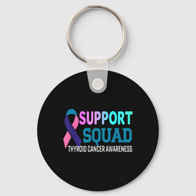 Ribbon Suprt Squad Thyroid Cancer Awareness Key Ring (Front)