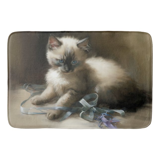 Ribbon Tangle Siamese Kitten Bath Mat (Front)