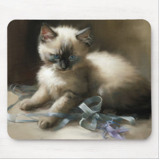 Ribbon Tangle Siamese Kitten Mouse Mat