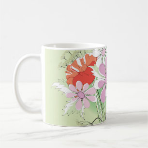 Ribbon-Tied Poppies: Daisy Bouquet. Coffee Mug