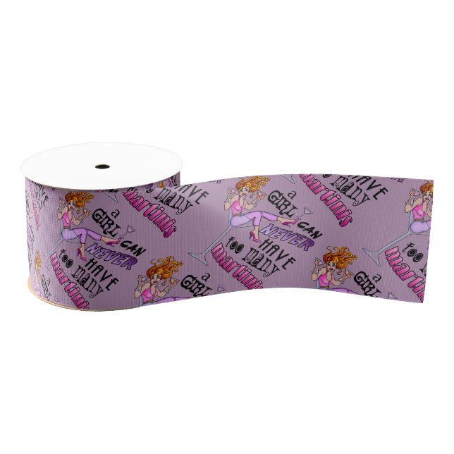 RIBBON - TOO MANY MARTINIS GROSGRAIN RIBBON (Spool)