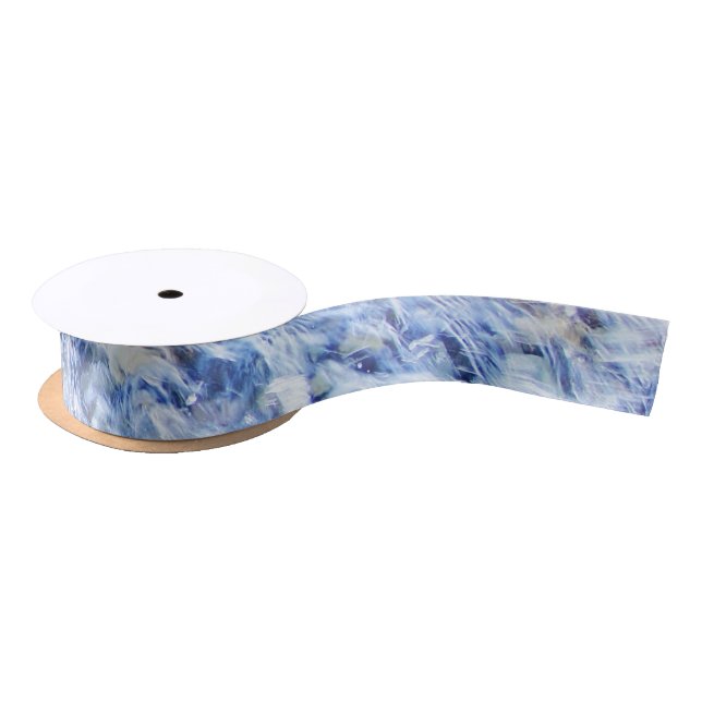 Ribbon waving blue water satin ribbon (Spool)