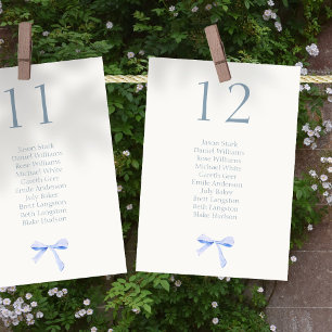 Ribbon Wedding Off White & Blue Table Seating Card