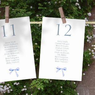 Ribbon Wedding White & Blue Table Nr Seating Card