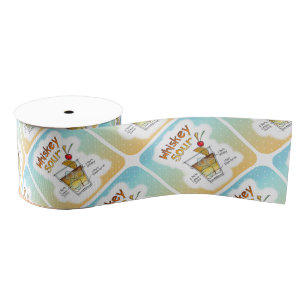 RIBBON - WHISKEY SOUR RECIPE COCKTAIL ART GROSGRAIN RIBBON