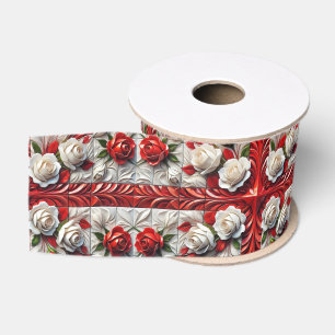 Ribbon with English Roses Design Grosgrain Ribbon