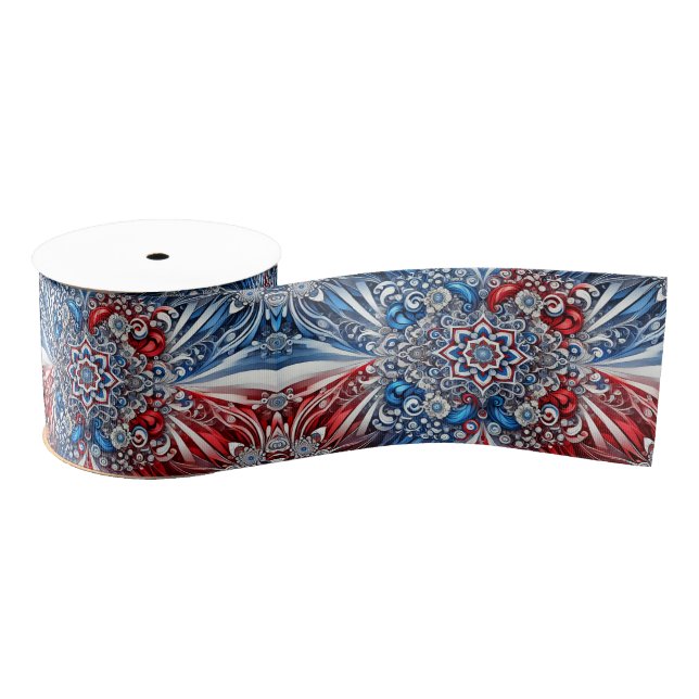 Ribbon with French Colours Modern Abstract Design Grosgrain Ribbon (Spool)