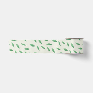 Ribbon with green leaf design satin ribbon