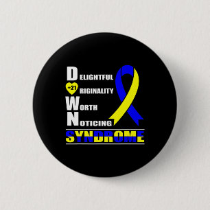 Ribbon World Down Syndrome Day Women Kids  6 Cm Round Badge