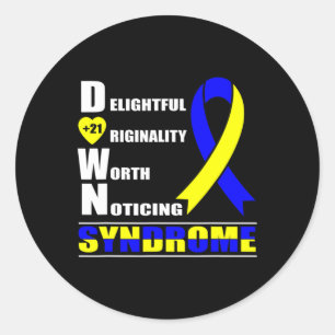 Ribbon World Down Syndrome Day Women Kids Classic Round Sticker