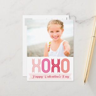 Ribbon XOXO Love And Kisses Valentine's Day Photo Holiday Postcard