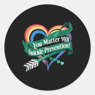 Ribbon You Problem 988 Suicide Prevention Awarenes Classic Round Sticker