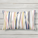 Ribbons Abstract in Mustard Navy Pink Taupe White Lumbar Cushion<br><div class="desc">Modern minimalist abstract ribbon pattern in pink,  navy blue,  grey,  taupe,  and mustard on white.</div>