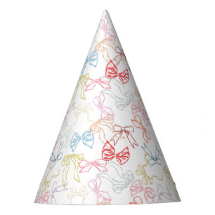Ribbons and Bows Colourful Watercolor Girl Birthda Party Hat