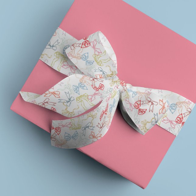 Ribbons and Bows Colourful Watercolor Grosgrain Ribbon (Ribbons and Bows watercolor girly ribbon.)