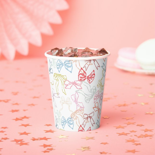 Ribbons and Bows Colourful Watercolor Paper Cups (Insitu)