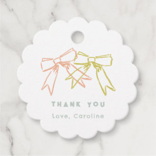 Ribbons and Bows Colourful Watercolor Thank You Favour Tags