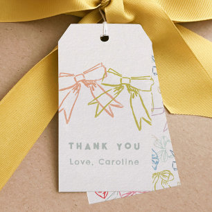 Ribbons and Bows Colourful Watercolor Thank You Gift Tags