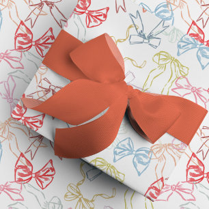 Ribbons and Bows Watercolor Birthday Wrapping Paper
