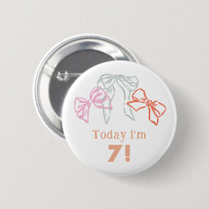 Ribbons and Bows Watercolor Girls Birthday Age 6 Cm Round Badge
