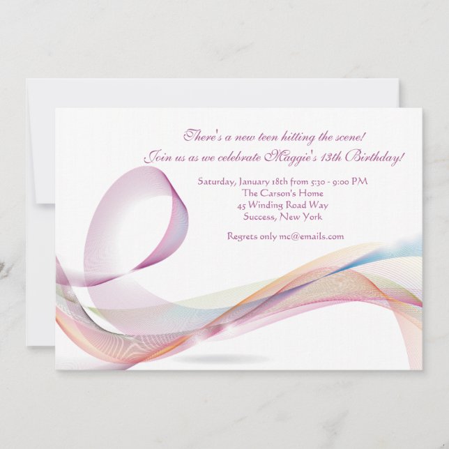 Ribbons Birthday Party Invitation (Front)