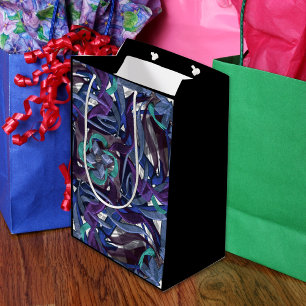 Ribbons Blue, Purple, Aqua Medium Gift Bag