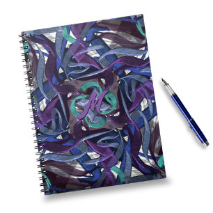 Ribbons Blue, Purple, Aqua Notebook