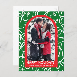 Ribbons Bows Christmas CUSTOM PHOTO Arch Holiday Postcard