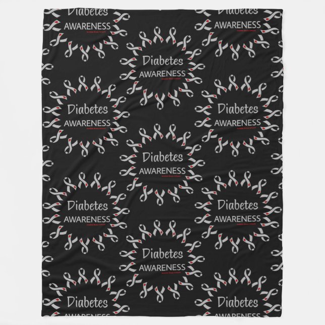Ribbons/Circle...Diabetes Fleece Blanket (Front)