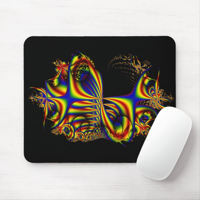 Ribbons | Rainbow Fractal Art Mouse Mat (With Mouse)