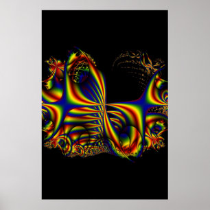 Ribbons   Rainbow Fractal Art Poster