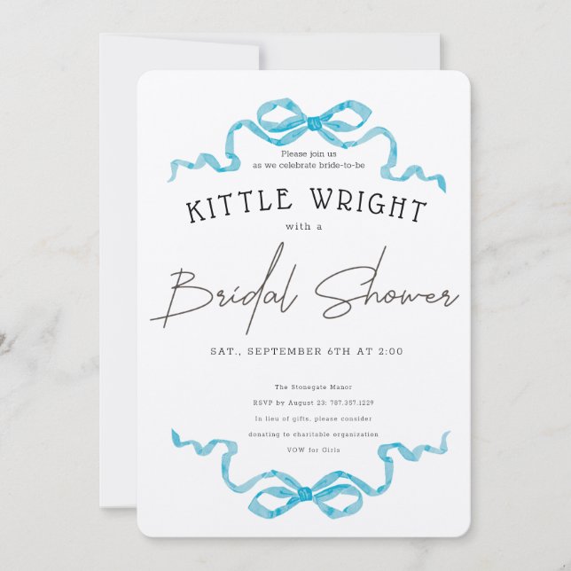  Ribbons & Romance Bridal Shower Invitation (Front)