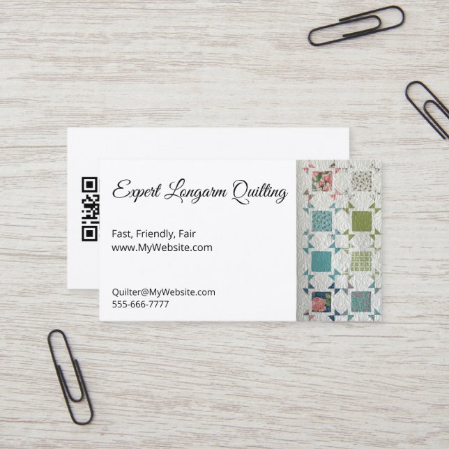 Ribbons & Roses Quilt Fully Customisable Biz Cards (Front/Back In Situ)