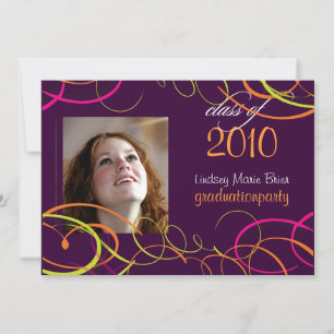 Ribbons/swooshes Graduation Invitation Photo/plum
