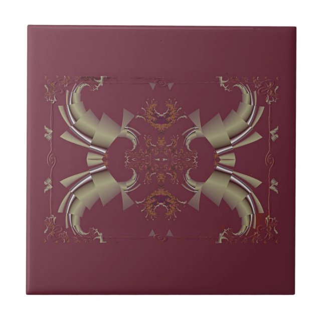 Ribbons to Claws - Burgundy Tile (Front)