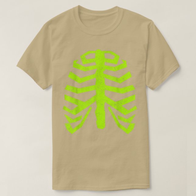 Ribcage Distressed Spooky Skeleton  T-Shirt (Design Front)