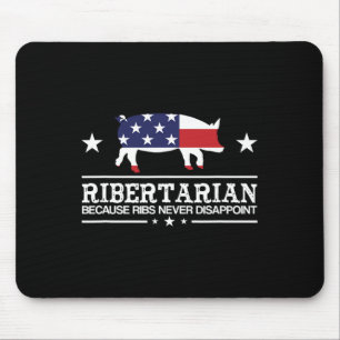 Ribertarian Ribs Pig Patriot Grilling Funny Bbq Sm Mouse Mat