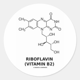 Riboflavin (Vitamin B2) Chemical Molecule Classic Round Sticker