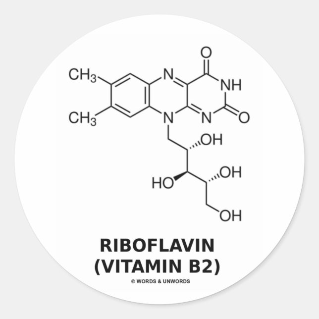 Riboflavin (Vitamin B2) Chemical Molecule Classic Round Sticker (Front)