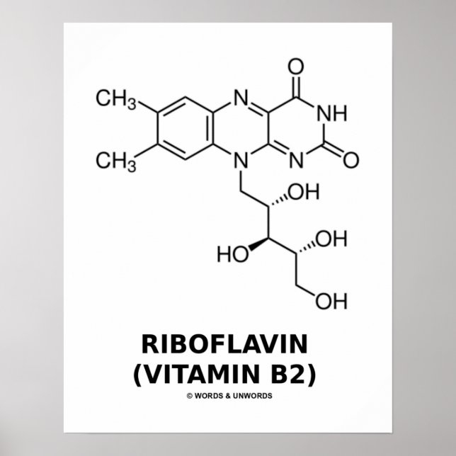 Riboflavin (Vitamin B2) Chemical Molecule Poster (Front)