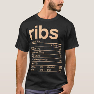 Ribs Nutrition Facts Funny Thanksgiving Christmas  T-Shirt