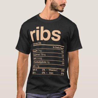 Ribs Nutrition Facts Funny Thanksgiving Christmas T-Shirt