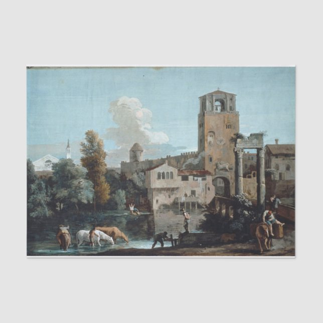 Ricci Capriccio Horses Landscape Painting Tissue Paper (Front)
