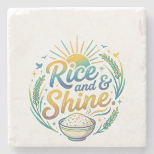 Rice and Shine Funny Breakfast T-Shirt Stone Coaster