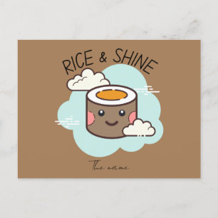 Rice and shine , sushi cat postcard